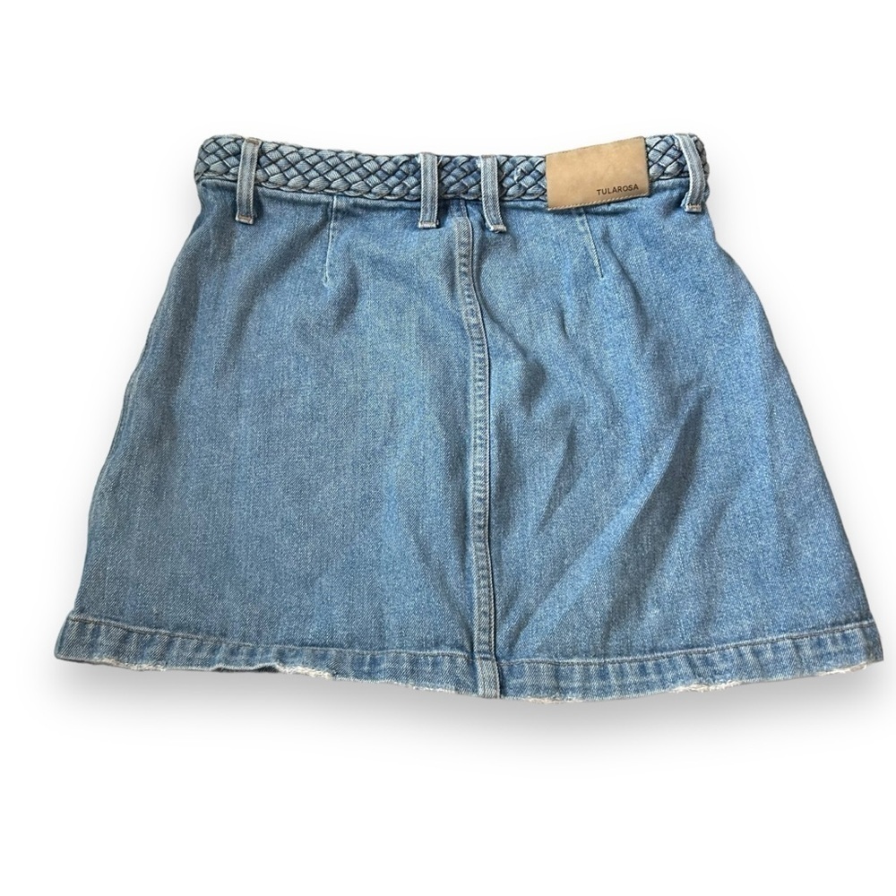 tularosa 27 button down mini jeans skirt‎ denim braided waist boho USA Made - Picture 3 of 12